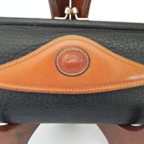 VTG Dooney & Bourke AWL Black Brown Trim Pebble Leather Wallet. - Picture 2 of 9